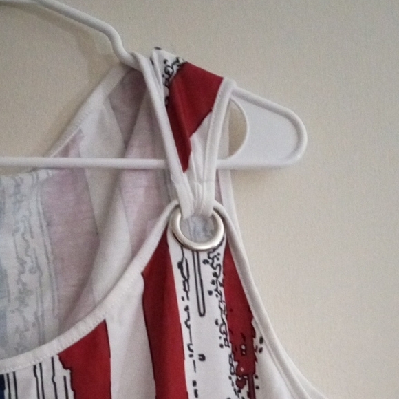 Sleeveless American Flag Graphic Tank Top - White, Blue & Red - Picture 5 of 8